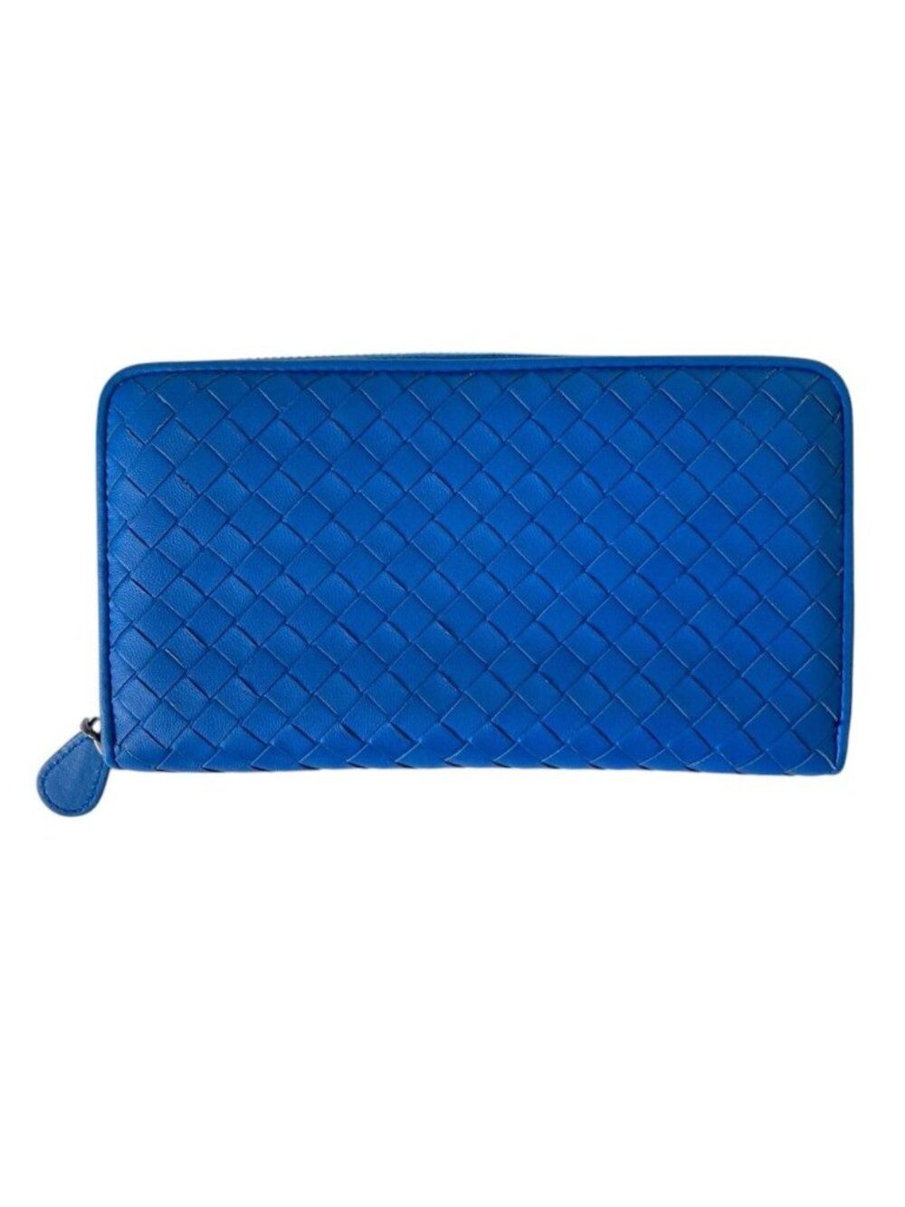 Bottega Veneta Intrecciato Leather Zip Around Wallet Blue